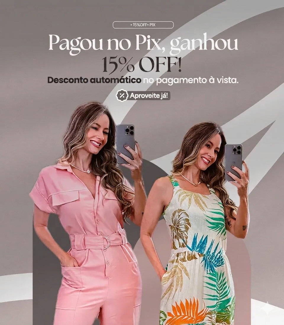 Pagou no Pix, ganhou 15% OFF — Desconto automático no pagamento à vista
